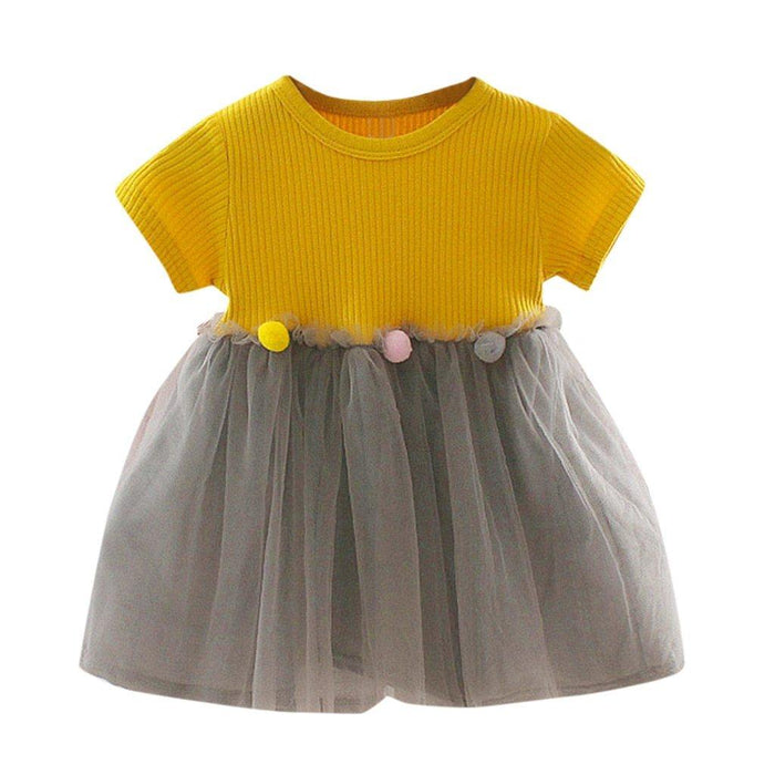 Fashion Modern New Spring Toddler Kids Baby Girls Patchwork Tulle Casual  Princess Dress For Girls