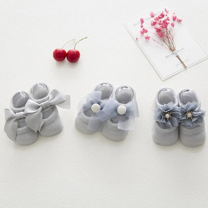 Baby Girl  Anti-Slip Cotton Bow Lace Flower Floor Socks Spring Socks Excellent Quality Everyday Wear