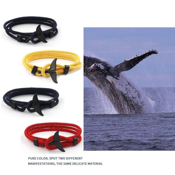 Whale Tail Anchor Bracelets Men And Women Charm Nautical Survival Rope Chain Bracelet Male Wrap Metal Hooks Fashion Gift