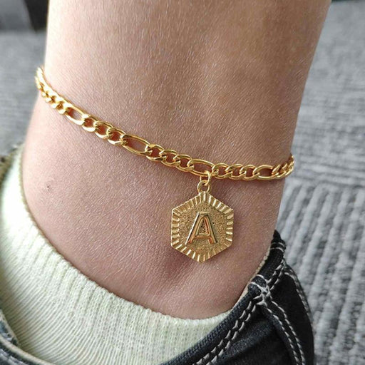 Letter Initial Anklets Brecelets For Leg  For Women Girls Gold Stainless Steel Foot Chain Alphabet Female Ankle Bracelet