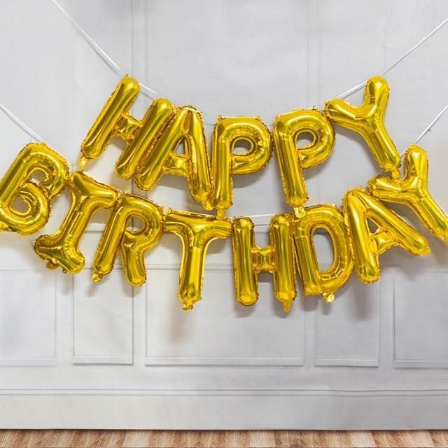 13pcs Luxury Happy Birthday Decoration Balloons Rose Gold Letter Foil Ballons Birthday Party Decorations Globos Balony Anniversaire For Birthdays and Celebrations