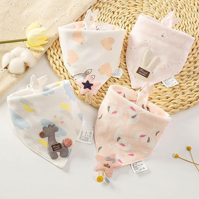 Baby Bibs Triangle Double Cotton Bibs Cartoon Saliva Towel Baby Boys Girls Feeding Apron Cotton Bib for Kids