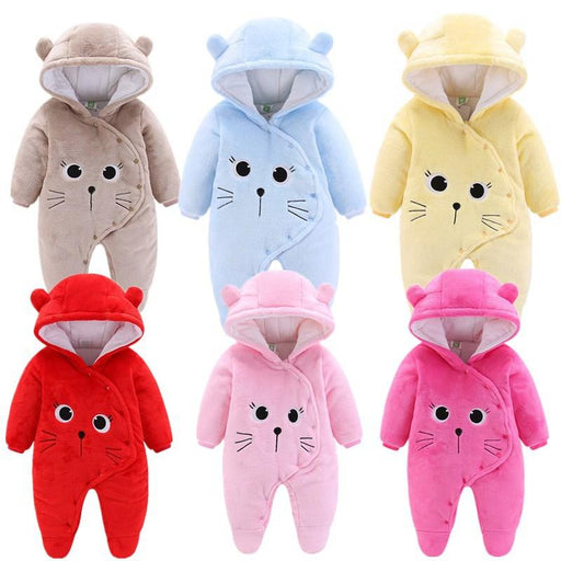 Newborn Winter Hoodie Baby Rompers Outwear Infant Baby Jumpsuit 3M -12M For Girls and Boys Winter Romper