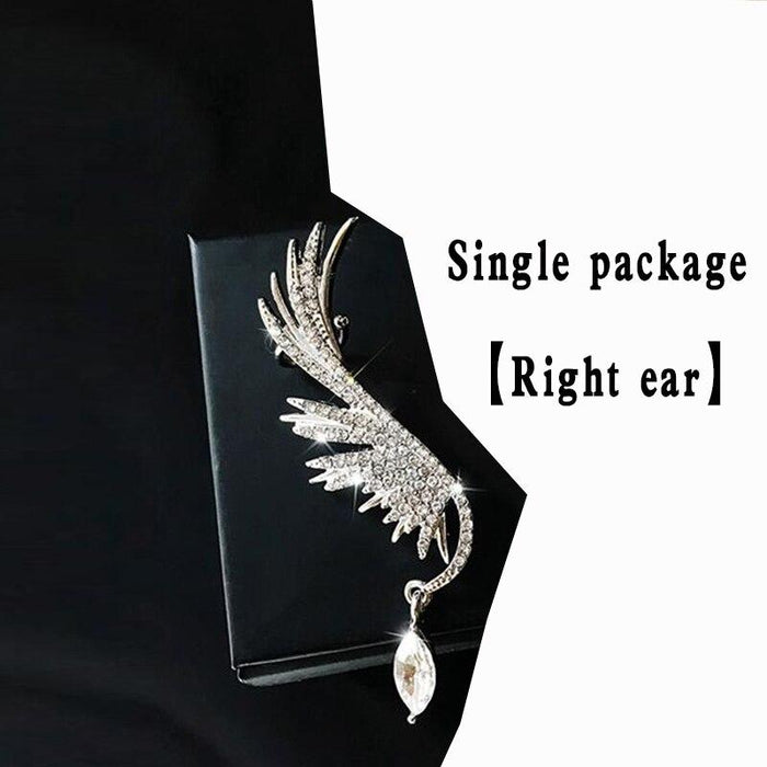 Luxury Elegant Crytal Angel wings Rhinestone Hanging Dangle Exaggerated Fashion Stud Earrings With Elegant Anti-allergy Design For Ladies and Women In New Trend Popular Style