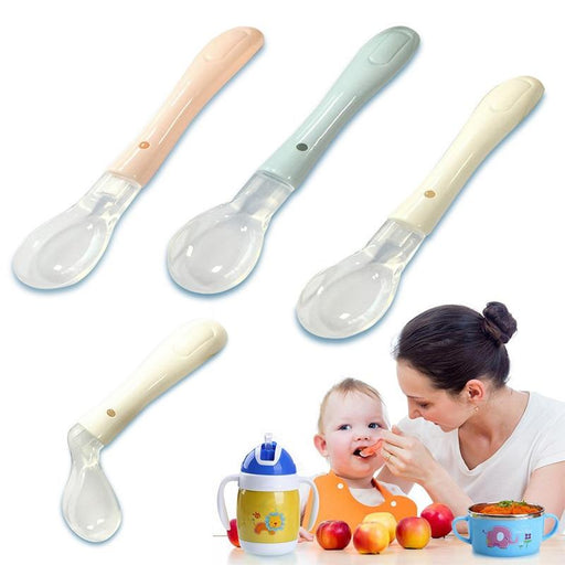 Soft Newborn Baby Spoon Feeding Silicone Spoons First Stage Infant Gift Temperature Sensing Spoon Feeding Tools For Baby and Kids