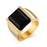 Luxury Gold Men  Men's Stainless Steel Black Stone Gold King Epic Ring Europe and America Style