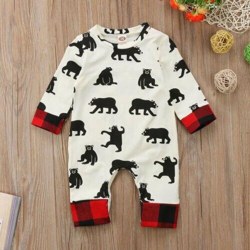 Newborn Baby Boy Girl Clothes Bear Long Sleeve letter print Jumpsuit Romper Playsuit Outfits For Boys