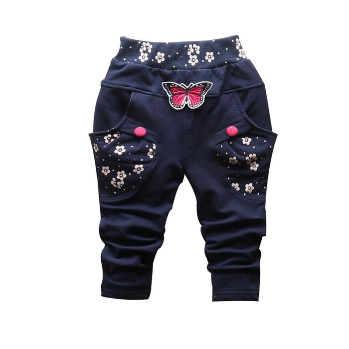 New Spring 100% cotton High-quality Cute Butterfly Embroidery Pattern Baby Girls Pants For 0-3 year Baby Girl