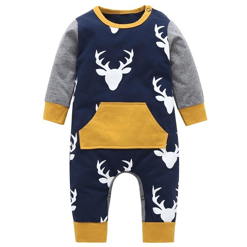 Baby Boy Rompers Long Sleeve Deer Head Infant Newborn Jumpsuit Outfits For Girls and Boys Pajamas