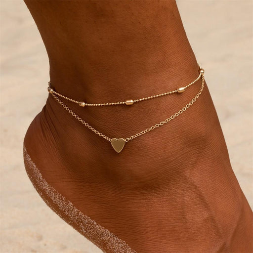 Simple Heart Female Anklets Crochet Sandals Foot Brecelets Jewelry For Women