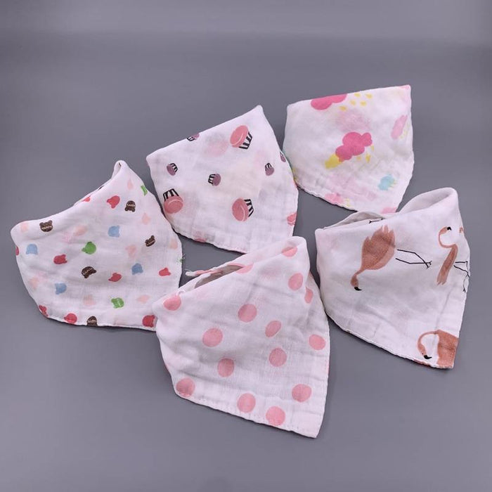 Modern 5PCS/Pack Cotton Baby Bibs 4 Lyers Girls Boys Triangle Feeding Burp Cloth  Collar Scarf For Feeding