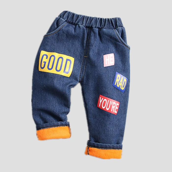 Winter Warm Baby Girls Pants Cotton Denim Digital , Outfit for Infant Clothing Newborn Toddle Boys Trousers