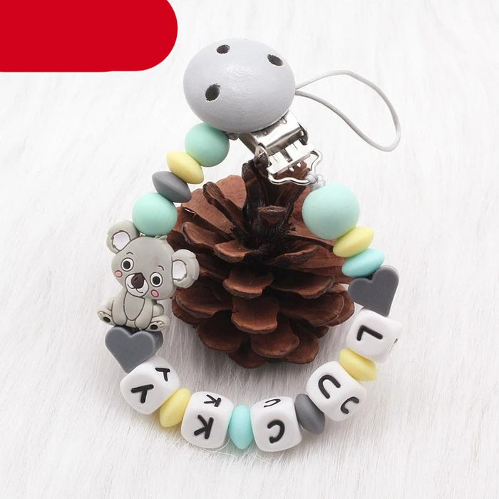 Modern Handmade Personalized Name Baby Pacifier Clips Silicone Pacifier Chain Wood Pacifier Holders For Pacifier For Baby Kids