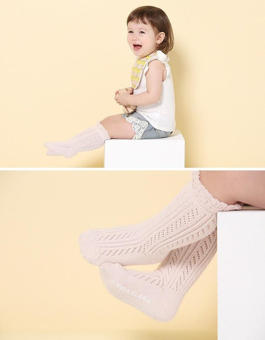 Modern Baby Girl Pure Cotton Summer High knee Mesh Breathable Cotton Long Girl Socks