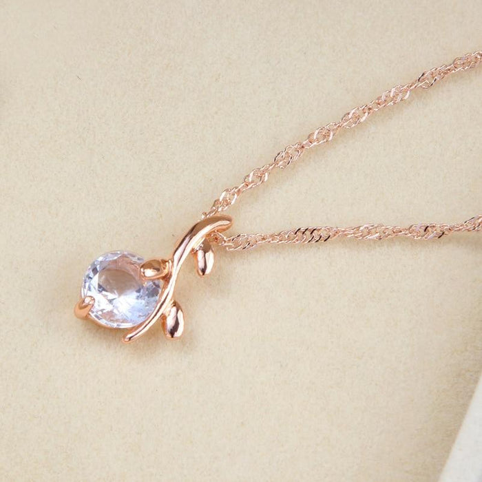 High Quality Elegant Gold Color Austrian Crystal Pendants Necklaces Earrings Bridal Jewelry Sets For Women