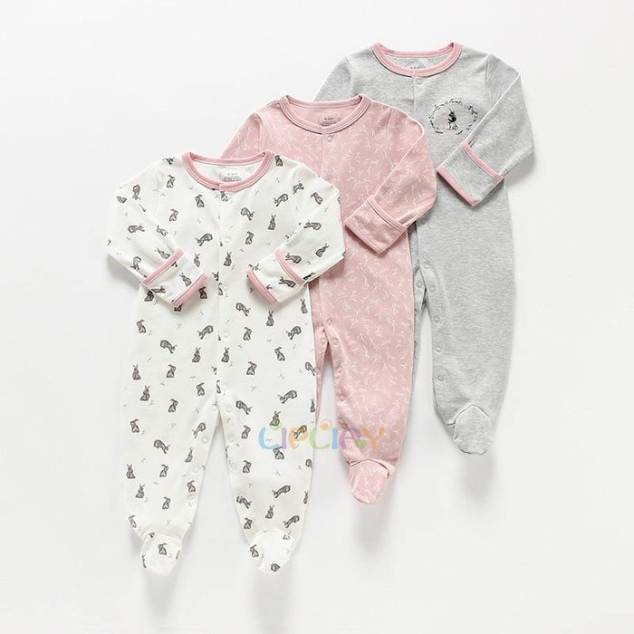 3pcs Set Baby Romper Newborn Sleep suit Flower Baby Rompers Infant Baby Clothes Long Sleeve Newborn Jumpsuits Pajamas for Kids