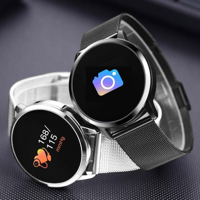 New Q8 LED Bluetooth Smart Watch With Stainless Steel Waterproof Breacelet Wearable Device Smartwatch Style for Men and Women With Fitness Tracker