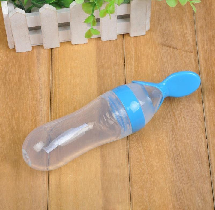 Safety Silicone Bottle For Infant Dids Deeding Bottles With Spoon Baby Food Supplement Bottle Cup For Kids