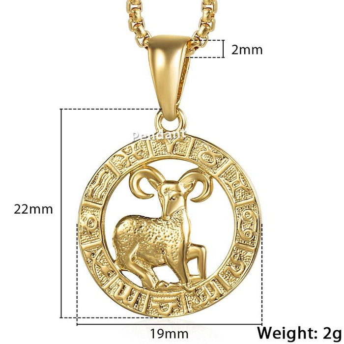 Luxury Gold Men and  Women Zodiac Medalon Necklace Symbol Cool Jewelry Gift