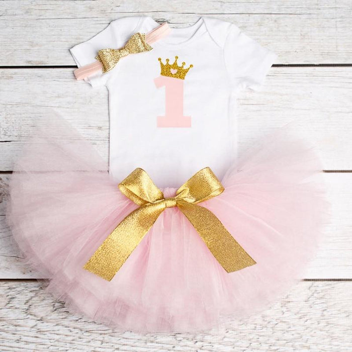 Baby First Birthday Outfits Tutu Tulle for 1 Year Party Fluffy Pink Communion Toddler Christening Gown Dresses For Girls