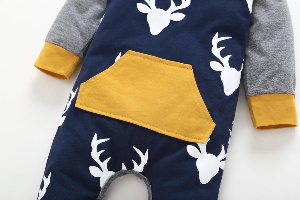 Baby Boy Rompers Long Sleeve Deer Head Infant Newborn Jumpsuit Outfits For Girls and Boys Pajamas