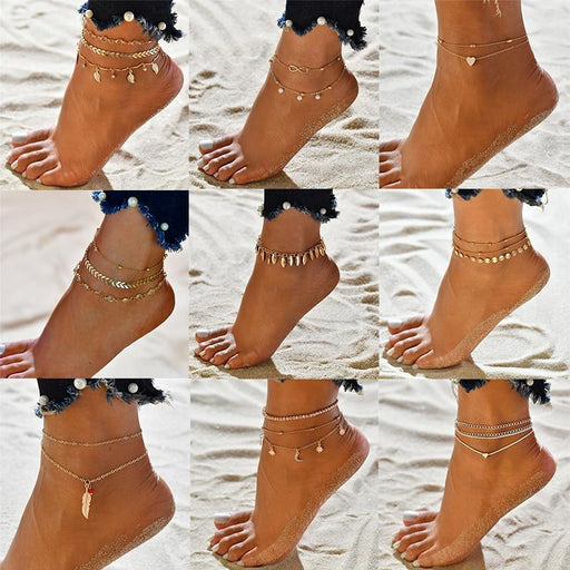 Chain Anklet Leaf  Brecelet Foot Bracelet for Women In Simple Slim Adjustable Style  Wire Ankle Jewellery