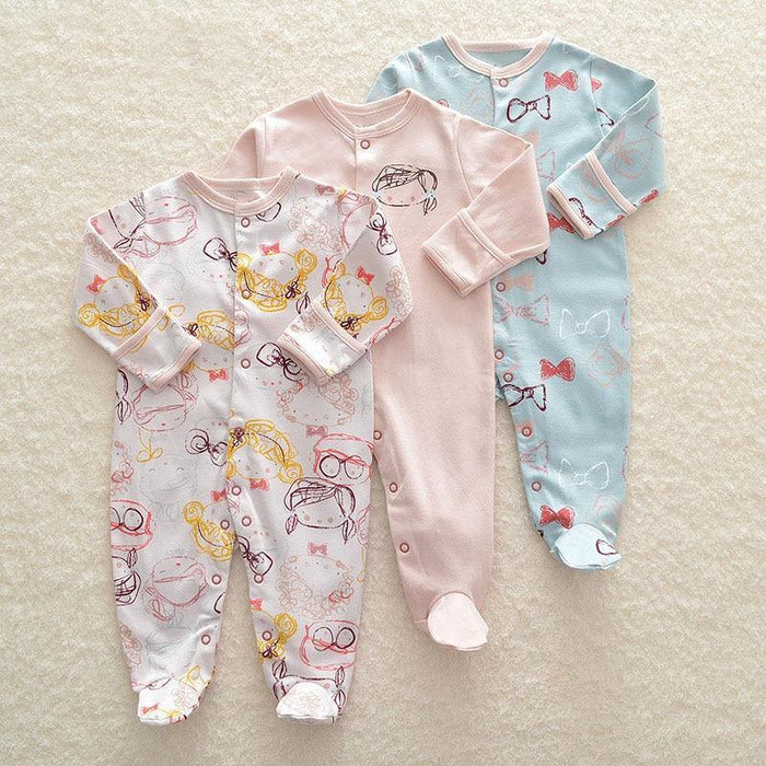 3pcs Set Baby Romper Newborn Sleep suit Flower Baby Rompers Infant Baby Clothes Long Sleeve Newborn Jumpsuits Pajamas for Kids