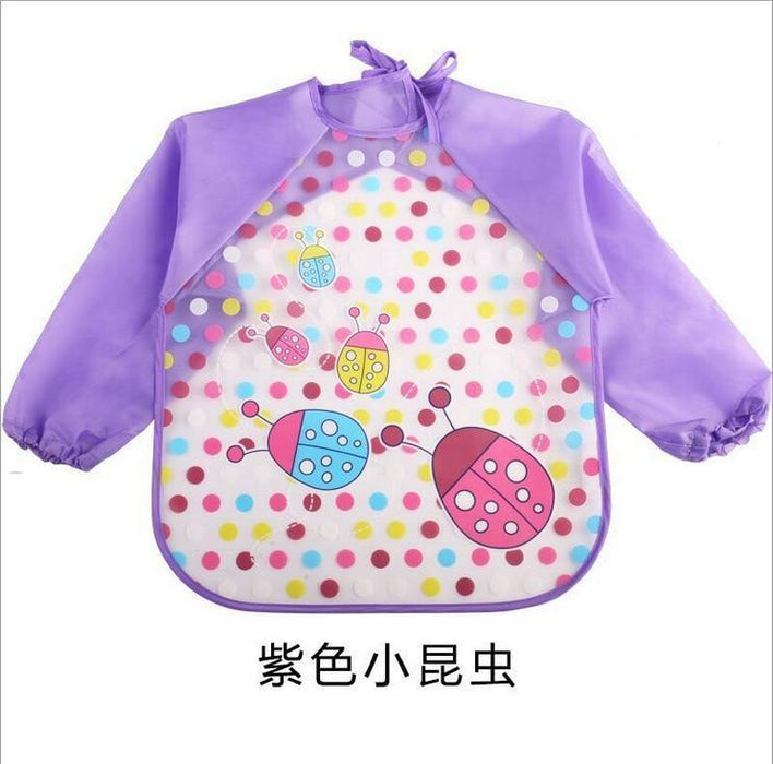 Waterproof Long Sleeve Girl Bibs Kids Burp Cloth Feeding Bib with Pocket Bib For Kids