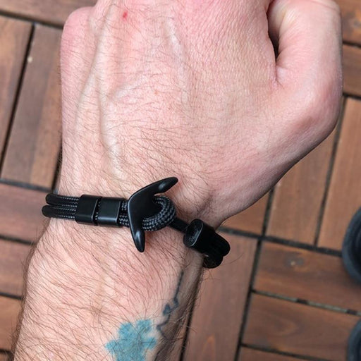 Anchor Bracelet Men Charm Survival Rope Chain Bracelets Paracord Fashion Black Color Anchor Bracelet Male Wrap Metal Sport Hooks