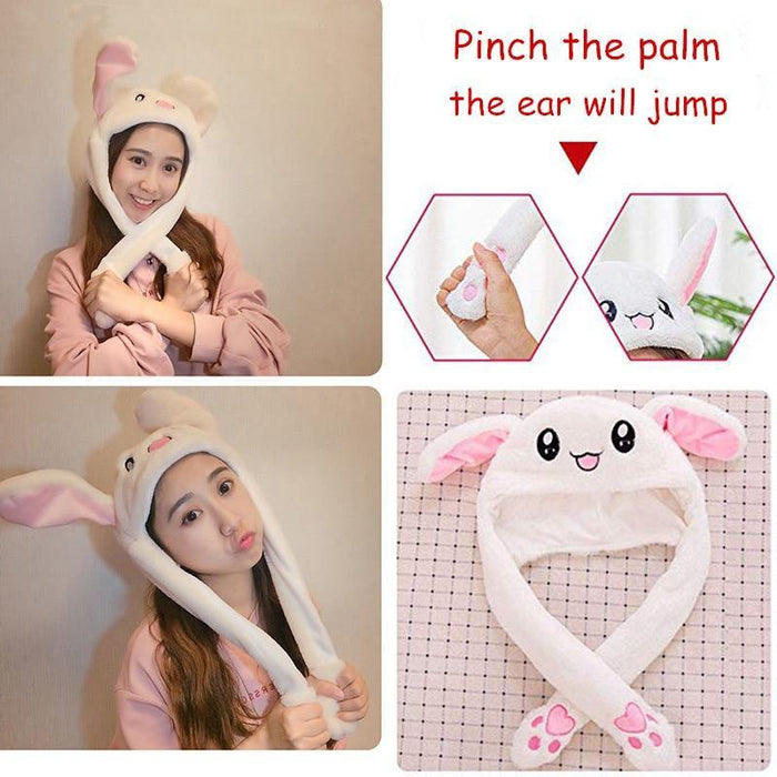 Modern Elegant Winter Interesting Girls Animals Ear Moving Jumping Hats Children and Adults Women Warm Rabbit Winter Caps In Modern Design