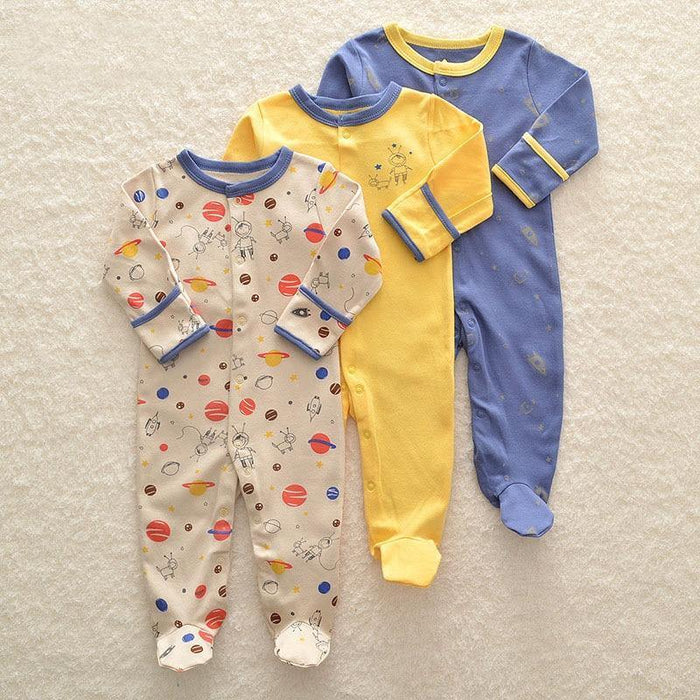 3pcs Set Baby Romper Newborn Sleep suit Flower Baby Rompers Infant Baby Clothes Long Sleeve Newborn Jumpsuits Pajamas for Kids