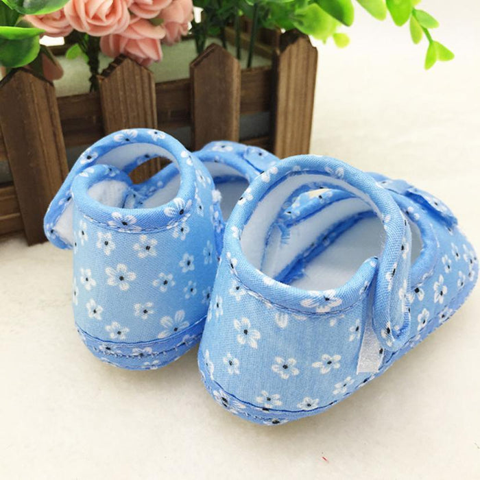 Baby Girl Shoes Soft Sneaker Kids Flowers Printed Newborn Cloth Shoes Lightweight And Breathable Shoe