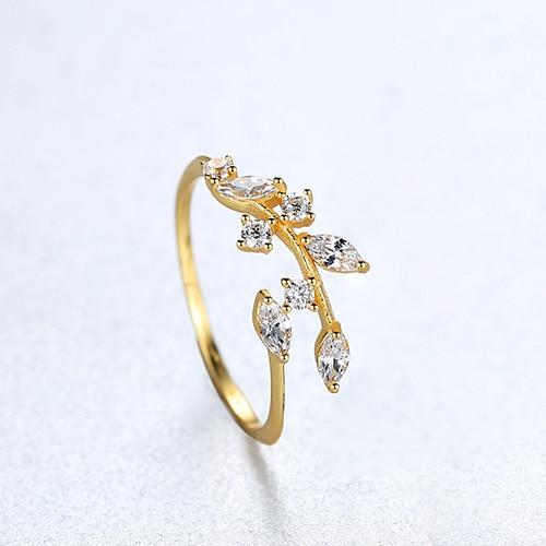925 Sterling Silver Handmade Olive Leaf Rings for Women Exquisite CZ Stone Adjustable Open Ring Silver  Luxury Jewelry