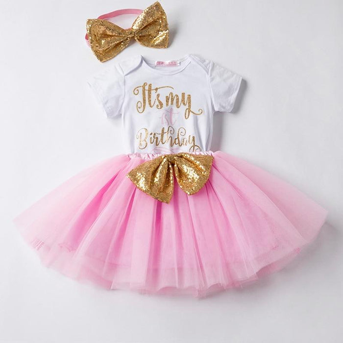 Baby First Birthday Outfits Tutu Tulle for 1 Year Party Fluffy Pink Communion Toddler Christening Gown Dresses For Girls