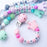 Pink Silicone Personalised Name Baby Pacifier Clips Crochet Beads Silicone Crown Pacifier Chain Holder For Kids and Baby Pacifier