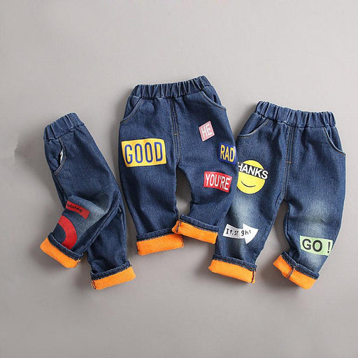 Winter Warm Baby Girls Pants Cotton Denim Digital , Outfit for Infant Clothing Newborn Toddle Boys Trousers