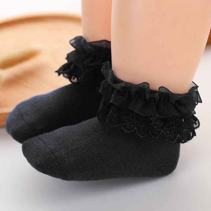 New Baby Socks Cute Lace Flower Bows Newborn Baby Girl Socks Cotton Princess Girls Socks