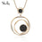 Luxury Black Crystal Pendant Necklace Gold Sweater Chain Big Circle Round Pendant Long Necklace Women Jewelry Accessories Gifts