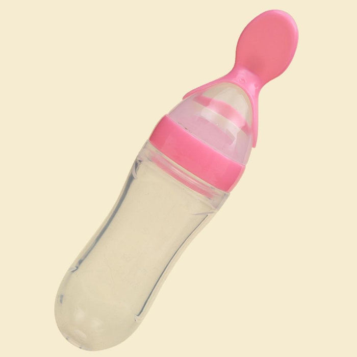 Safety Infant Baby Silicone Feeding With Spoon Feeder Food Rice Cereal Bottle For Best Gift For Kids and Baby