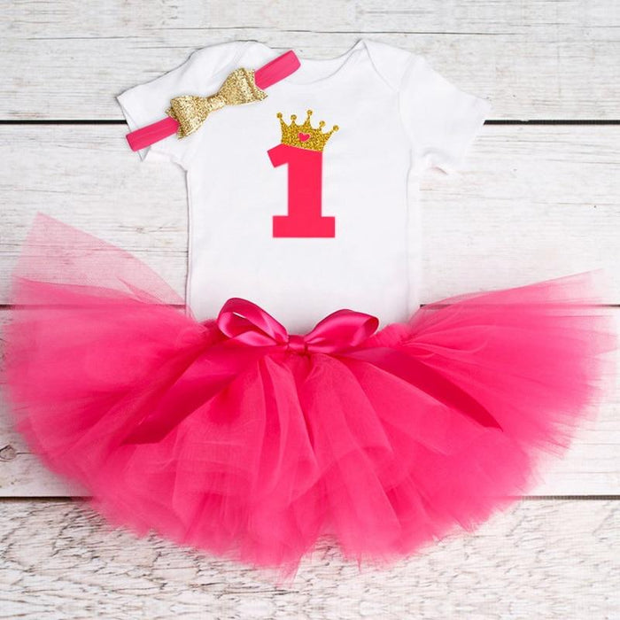 Baby First Birthday Outfits Tutu Tulle for 1 Year Party Fluffy Pink Communion Toddler Christening Gown Dresses For Girls