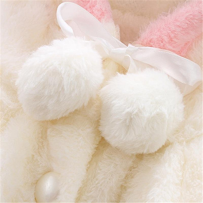 Luxury Modern High Quality Winter Rabbit Ear Warm Fur Coat Cloak Jacket Outerwear for Newborn Baby Girls