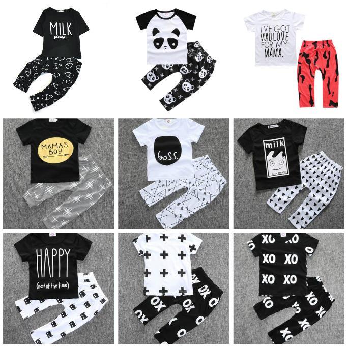 Modern Printed Baby Boy Clothes Sets T-shirt+ Pants Cartoon Printed Clothing Set For Boys In Elegant Design