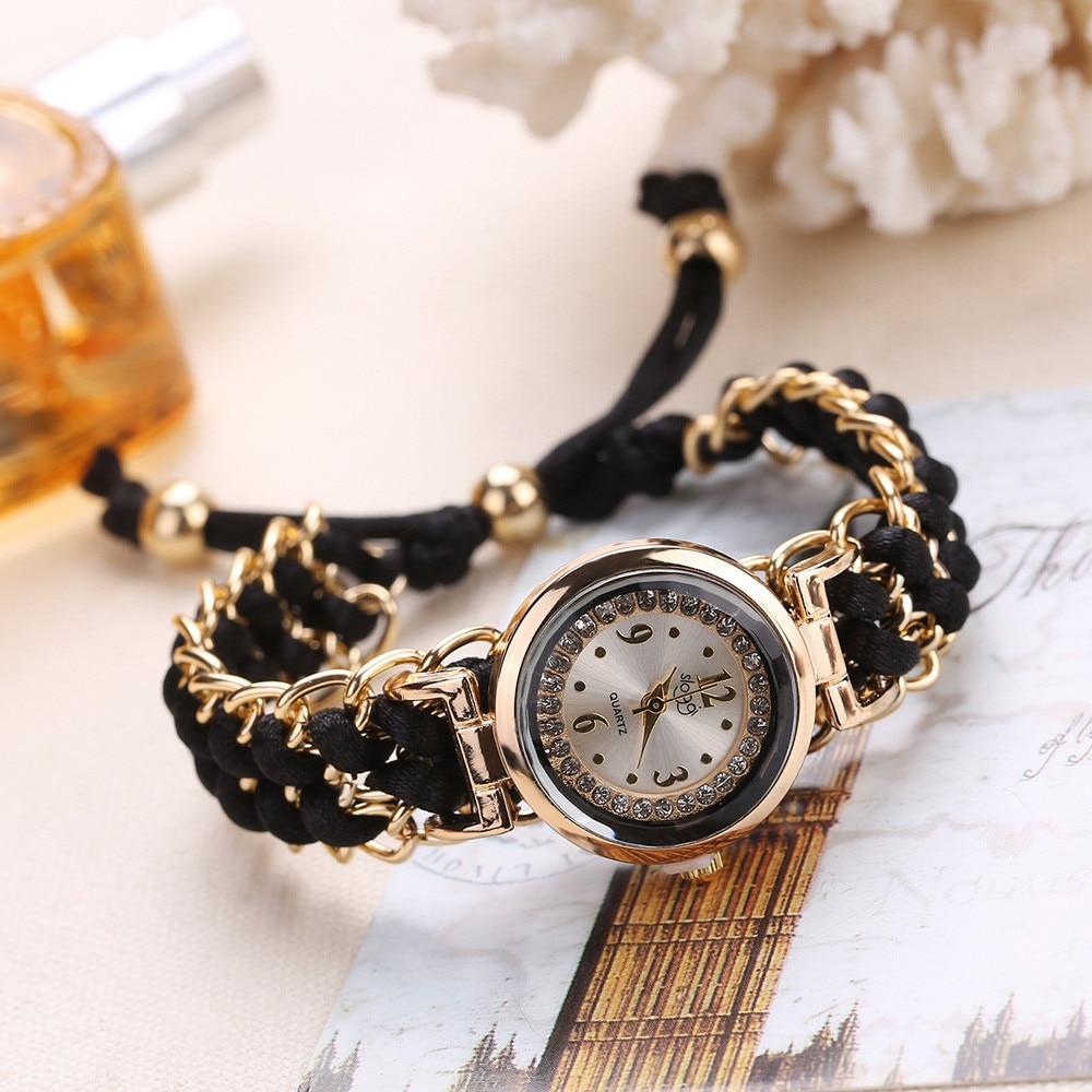 Women Handmade Bracelet Watches New Design Rope Beads Knitting Adjustable Wristwatches Gift For Women and Lady and Girls