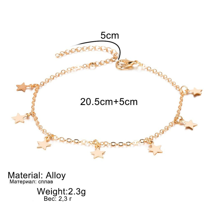 Gold Modern Luxury Star Pendant Anklet Foot Chain Leg Bracelet For Woman In Charm Jewelry Style Ideal for Gift