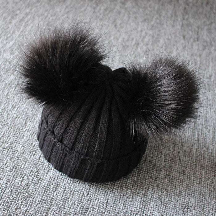 Modern Luxury Trend Design Newborn Baby Kids Girls Winter Warm Knit Hat Ball Beanie Cap In New Design