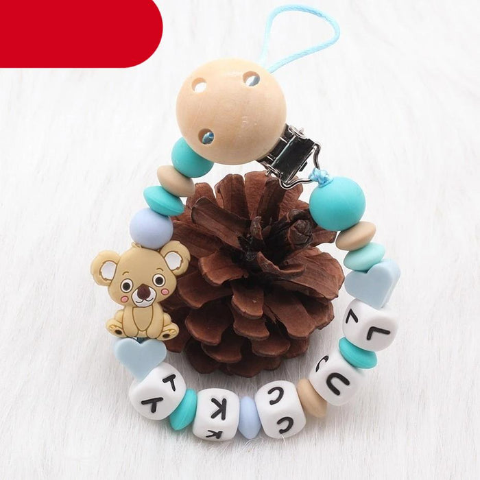 Modern Handmade Personalized Name Baby Pacifier Clips Silicone Pacifier Chain Wood Pacifier Holders For Pacifier For Baby Kids