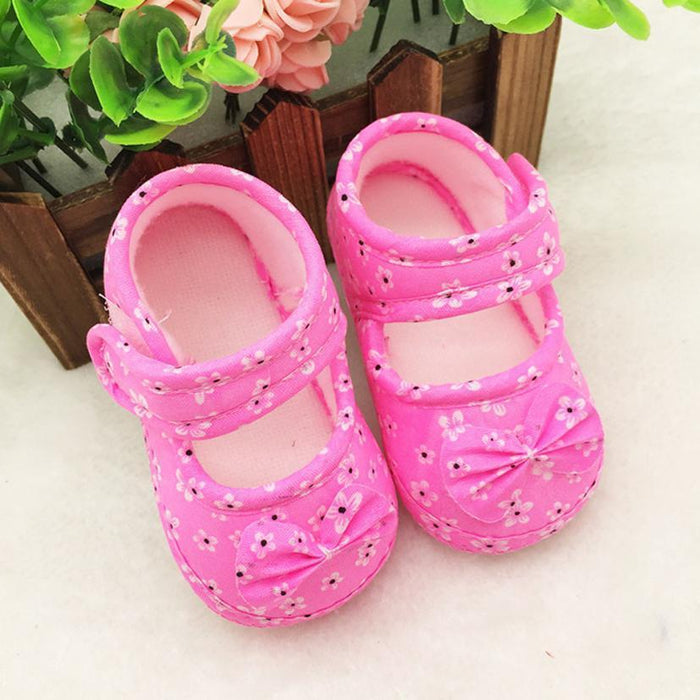 Baby Girl Shoes Soft Sneaker Kids Flowers Printed Newborn Cloth Shoes Lightweight And Breathable Shoe