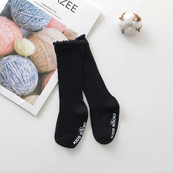 New Kids Stretchable Socks Toddlers Girls Big Bow Knee High Long Soft Cotton Lace Baby Comfortable Colorful  Socks