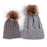 2Pcs Modern Mother & Baby Child Warm Winter Beanie Fur Pom Hat Crochet Ski Cap For Winter