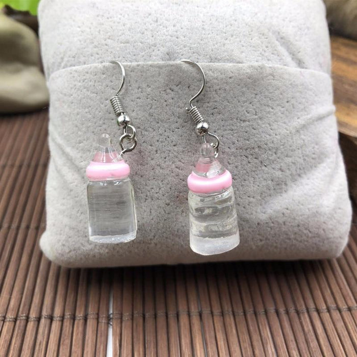 Fashion Creative Simulation of Mineral Water Bottles Earrings Cute Handmade Earrings Womens Jewelry